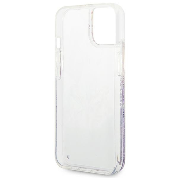 Etui GUESS Apple iPhone 14 Plus Flower Liquid Glitter Fioletowy Hardcase