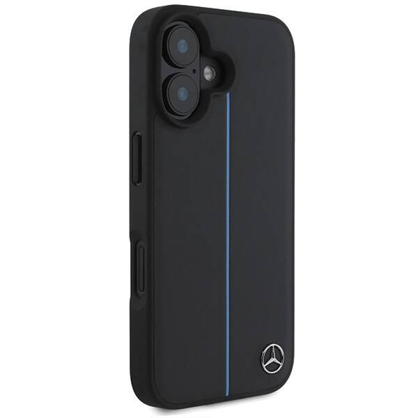 Etui Mercedes iPhone 16  6.1" czarny/black hardcase MB Blue Line Leather MagSafe