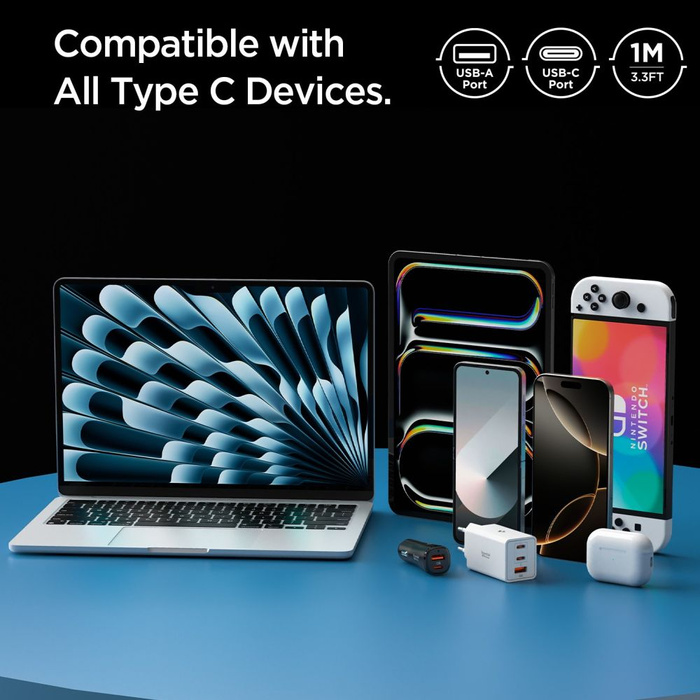 KABEL USB-C SPIGEN EB6010AC ESSENTIAL 60W 100CM BIAŁY