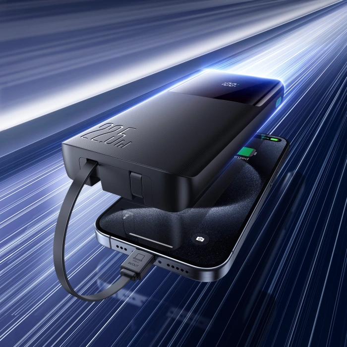 Powerbank Joyroom JR-PBF19 22.5W 10000mAh z dwoma wbudowanymi kablami - czarny