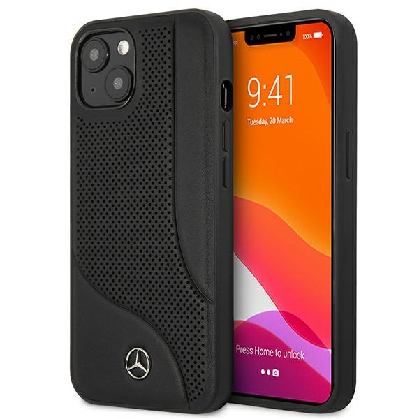 Etui MERCEDES Apple iPhone 13 Mini Leather Perforated Area Czarny Hardcase