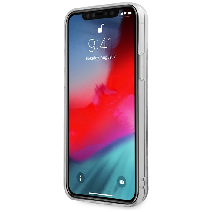 Etui KARL LAGERFELD Apple iPhone 12 12 Pro Liquid Glitter Karl&Choupette Srebrny Hardcase