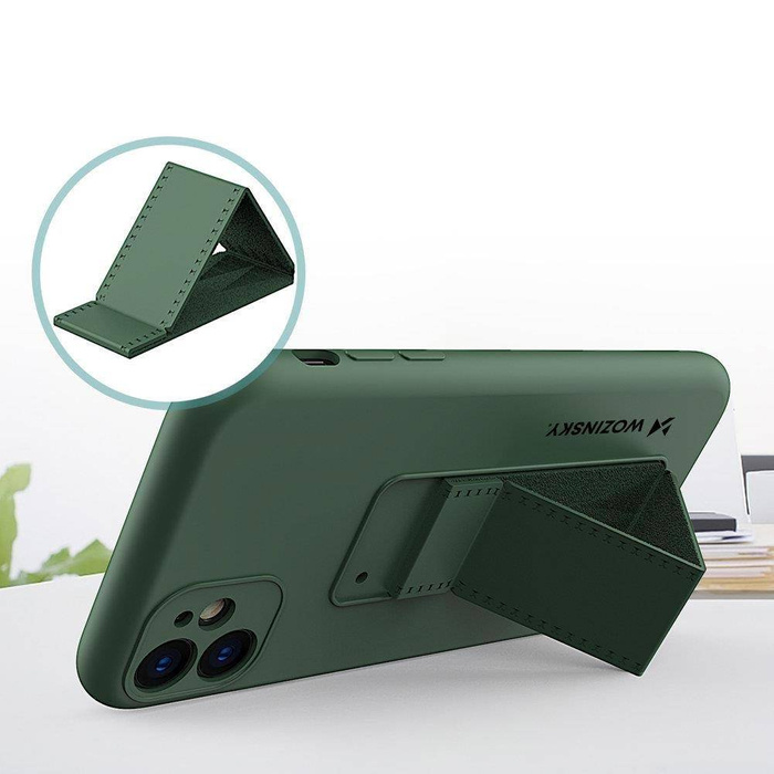 Wozinsky Kickstand Case elastyczne silikonowe etui z podstawką iPhone 11 Pro Max różowy