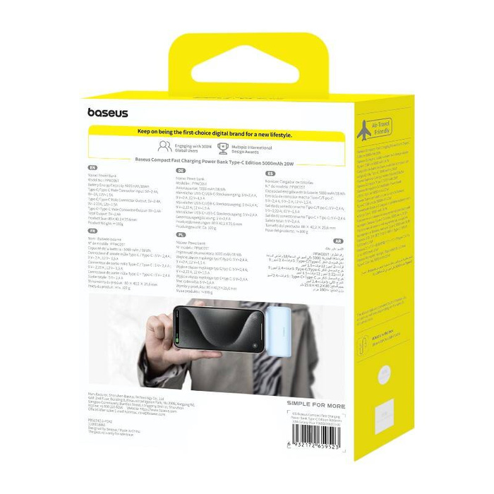 Powerbank Baseus Compact USB-C 5000mAh, 20W (niebieski)