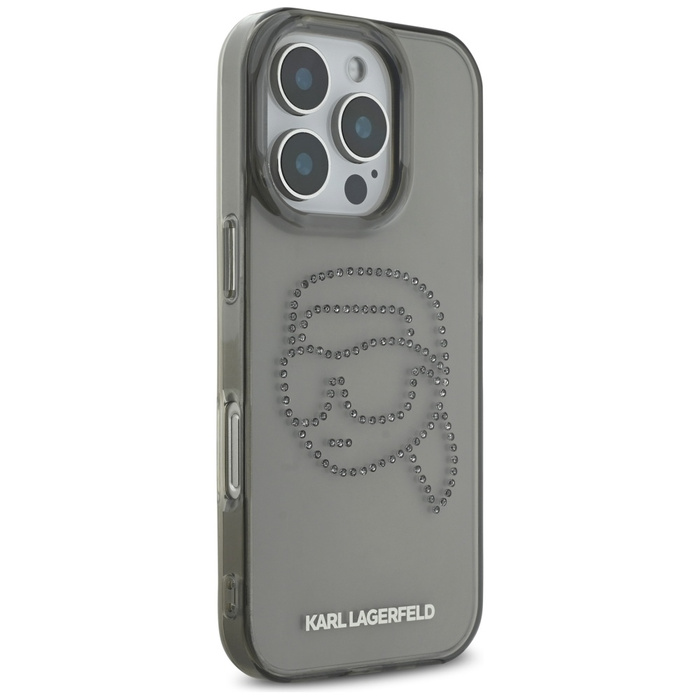 Etui Karl Lagerfeld IML Rhinestones Karl  Head do iPhone 16 Pro czarny
