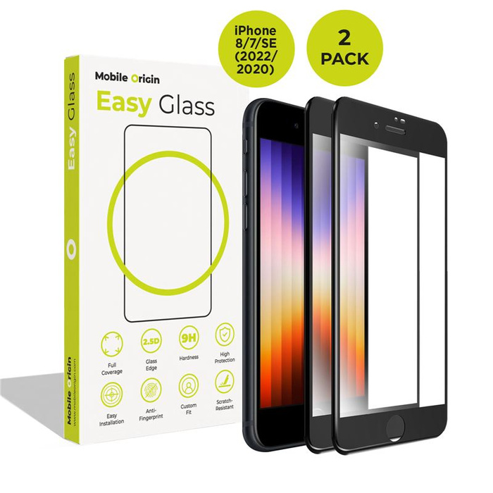 Szkło hydrofobowe Mobile Origin iPhone 8/7/SE (2022/2020) EasyGlass 2 szt