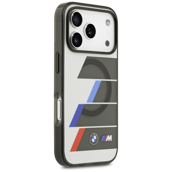 Etui BMW M IML Metal Buttons Tricolor    Lines MagSafe do iPhone 17 Pro Max antracyt