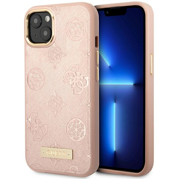 Etui Guess GUHMP14SSAPSTP iPhone 14 6,1" różowy/pink hardcase Peony Logo Plate MagSafe Case