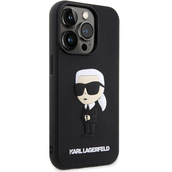 Etui Karl Lagerfeld KLHCP14L3DRKINK iPhone 14 Pro 6.1" czarny/black hardcase Rubber Ikonik 3D Case