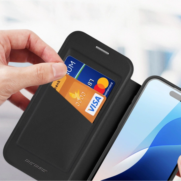 Etui Dux Ducis Skin X Pro na iPhone 16 Pro z MagSafe, klapką i podstawką - czarne