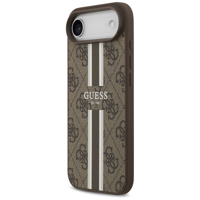 Etui Guess 4G Printed Stripes MagSafe do iPhone 17 Air brązowy