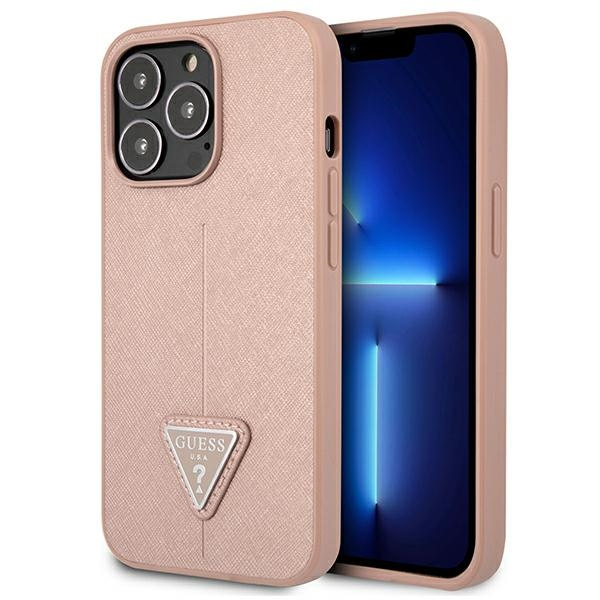 Etui GUESS Apple iPhone 13 13 Pro Saffiano Triangle Logo Różowy Hardcase