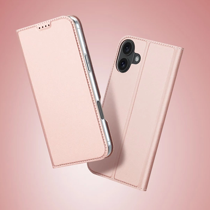 Etui Dux Ducis Skin Pro na iPhone 16 z klapką i miejscem na kartę - różowe
