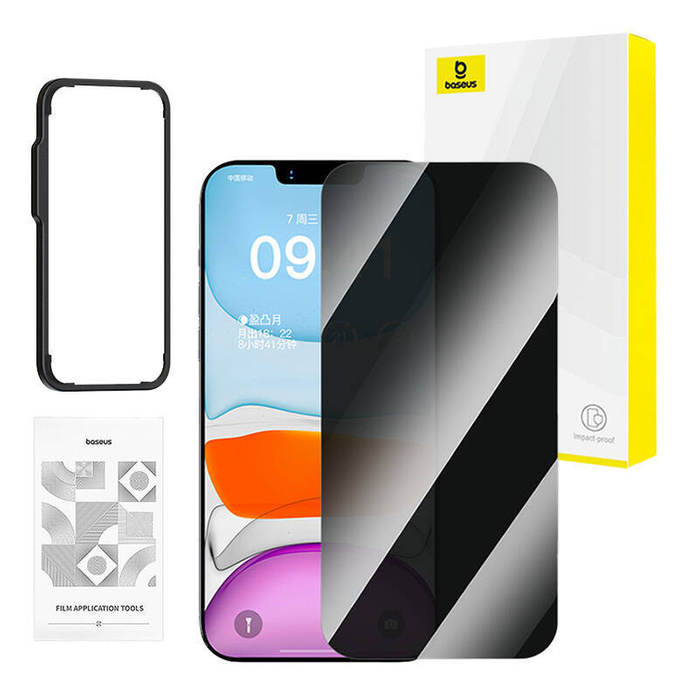 Szkło hartowane prywatyzujące iPhone 11 Pro/X/XS Baseus Superior + zestaw czyszczący i Easy Stick