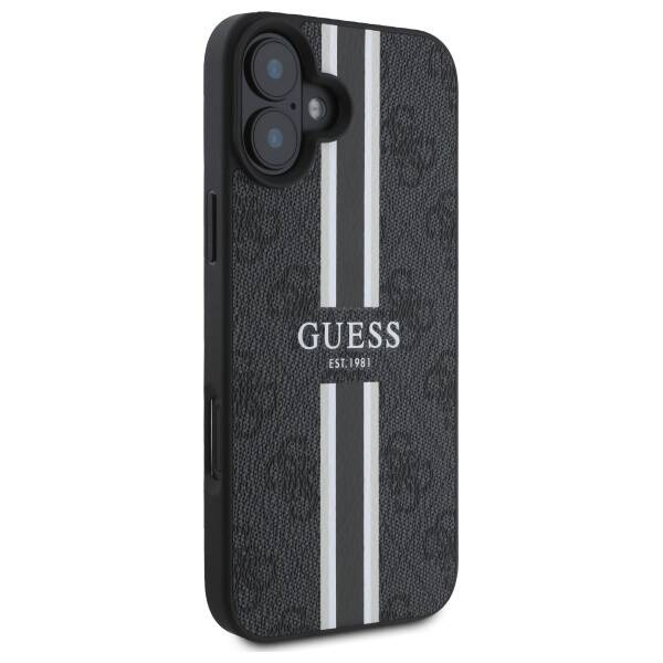 Etui Guess iPhone 16 6.1" czarny/black hardcase 4G Printed Stripes MagSafe