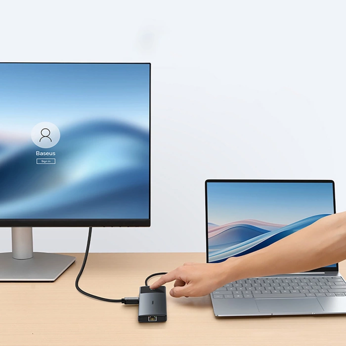 Hub USB-C Baseus Metal Gleam II 10w1 HDMI USB-A USB-C RJ45 SD/TF - szary