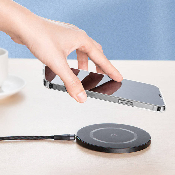 Baseus Frosted Glass Case etui pokrowiec do iPhone 13 Pro Max sztywna obudowa z żelową ramką czarny (ARWS001101)