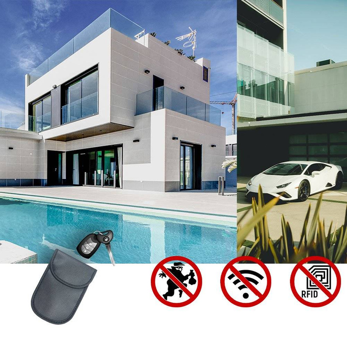 Etui antykradzieżowe na klucze samochodowe blokujące fale radiowe Faraday Box klatka Faradaya 14 cm z 10 cm czarny