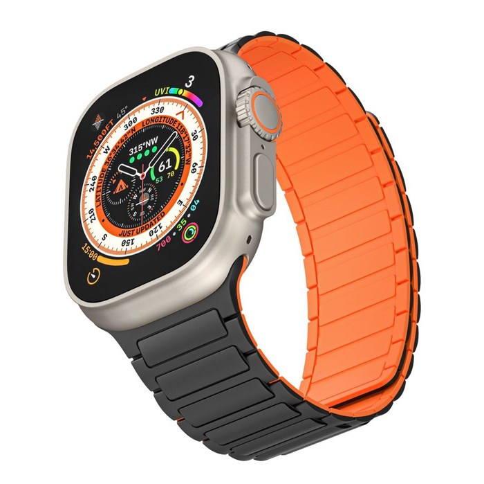 Pasek Tech-protect Iconband Magnetic Apple Watch 4 / 5 / 6 / 7 / 8 / 9 / Se / Ultra 1 / 2 (42 / 44 / 45 / 49 Mm) Black/orange