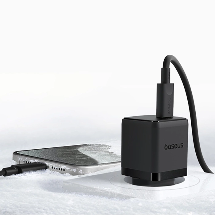 Ładowarka sieciowa Baseus Palm 1C 20W (z kablem Baseus Mini White USB-C 60W (20V/3A) 1m) - czarna