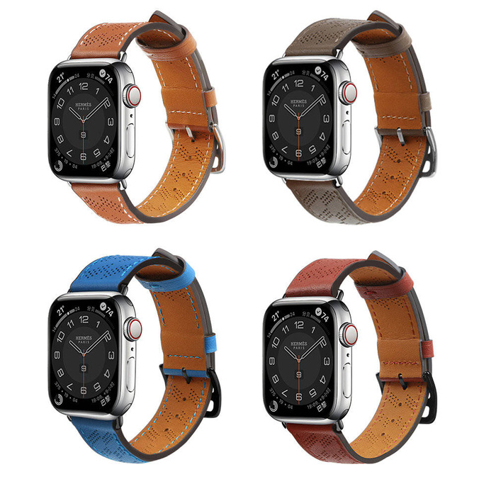 Pasek Strap Leather skórzany pasek Apple Watch Ultra, SE, 8, 7, 6, 5, 4, 3, 2, 1 (49, 45, 44, 42  mm) opaska bransoleta czerwony