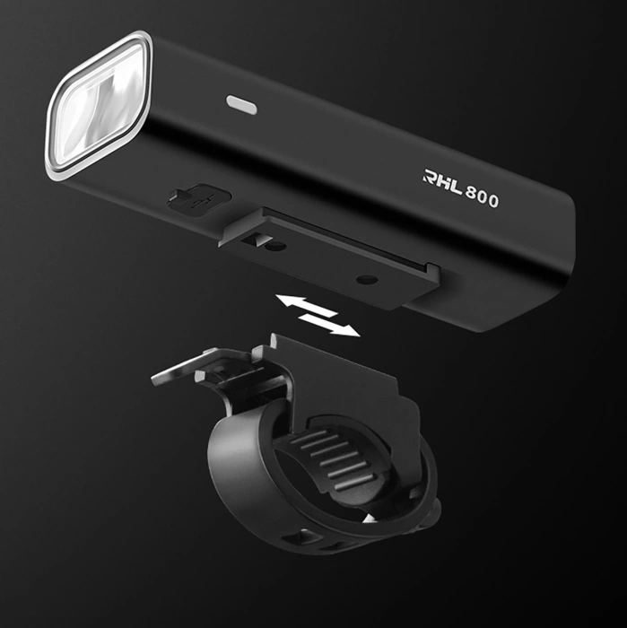 Lampka rowerowa przednia Rockbros 24710012001 800 lm + kabel USB-C - USB-A - czarna