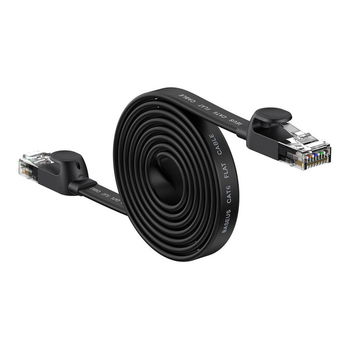 Baseus Speed Six kabel sieciowy płaski RJ45 1000Mbps 2m czarny (WKJS000101)