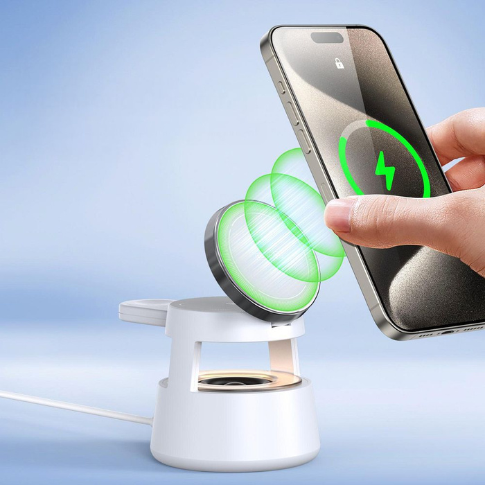 Ładowarka indukcyjna Duzzona W23 5w1 z głośnikiem Bluetooth i podświetleniem zgodna z MagSafe 15W czarna