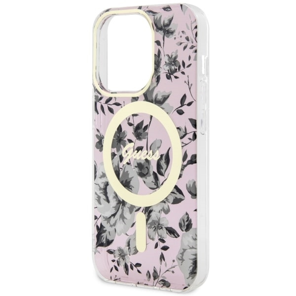 Etui Guess GUHMP14LHCFWSP iPhone 14 Pro 6.1" różowy/pink hardcase Flower MagSafe Case