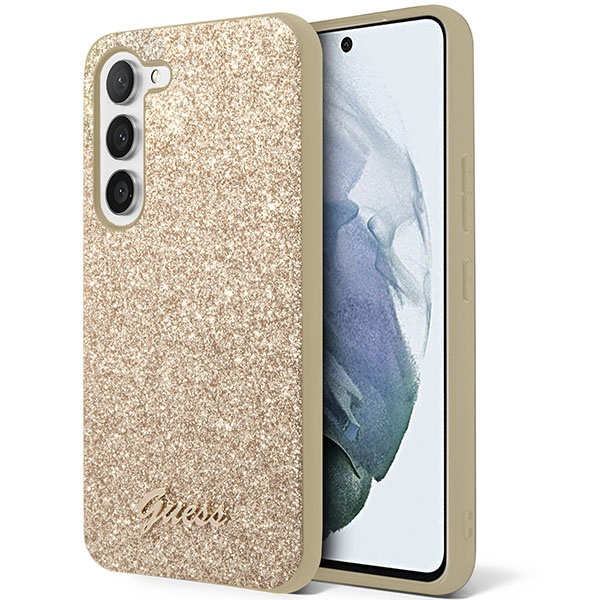 Etui Guess GUHCS23SHGGSHD S23 S911 złoty/gold hard case Glitter Script Case