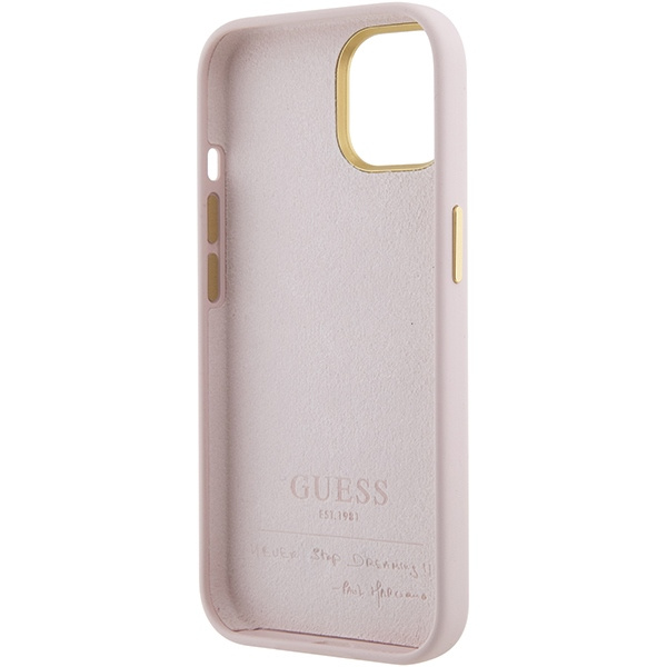 Etui Guess GUHCP15SSMBSLP iPhone 15 6.1" różowy/pink hardcase Silicone Script Metal Logo & Frame