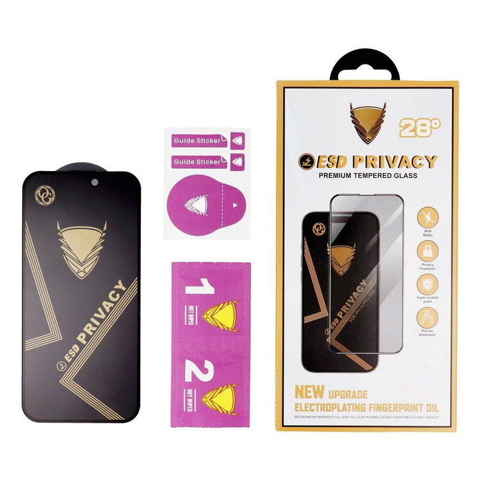Szkło Hartowane OG Premium Privacy Glass - do Iphone 15 Pro Max czarny
