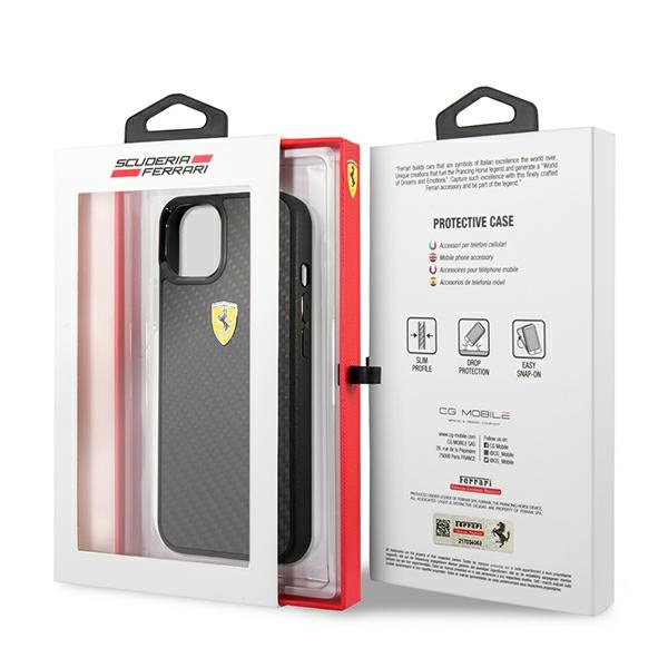 Etui FERRARI Apple iPhone 13 Mini On Track Real Carbon Czarny Hardcase