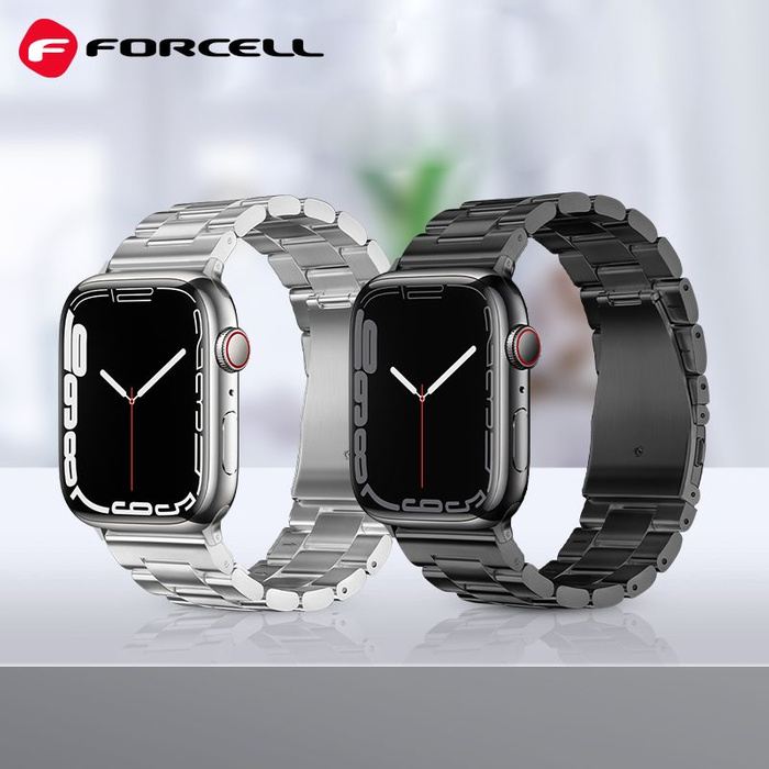 Pasek do Apple Watch Forcell F-Design FA10 zatrzask stal 42 / 44 / 45 / 49 mm srebrny