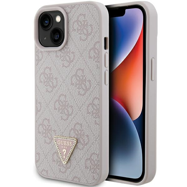 Etui Guess GUHCP15SP4TDPP iPhone 15 6.1" różowy/pink hardcase Leather 4G Triangle Strass