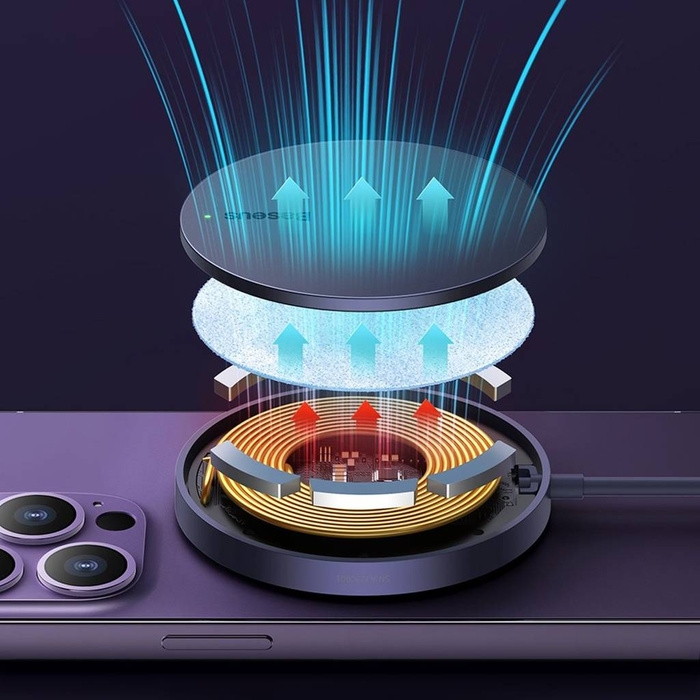 Baseus Simple Mini3 ładowarka magnetyczna MagSafe Qi 15W fioletowa 