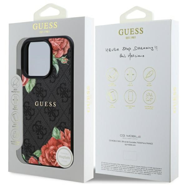 Guess GUHMP16LP4ROPEMCK iPhone 16 Pro     6.3" czarny/black hardcase 4G Flowers Print MagSafe