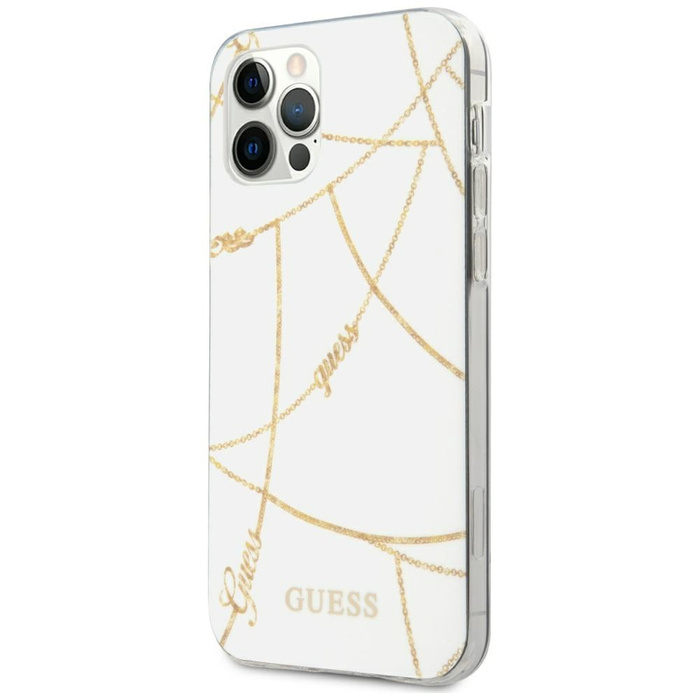 Etui GUESS Apple iPhone 12 Pro Max 6,7 Gold Chain Collection GUHCP12LPCUCHWH Biały Hardcase
