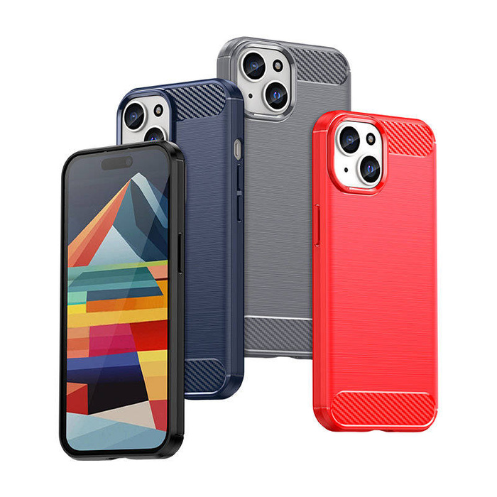 Etui Elastyczne etui wzór karbon do iPhone 15 Carbon Case - czarne Case