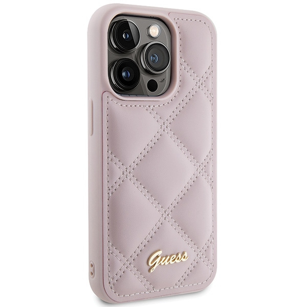 Etui Guess GUHCP15XPSQSQSP iPhone 15 Pro Max 6.7" różowy/pink hardcase Quilted Metal Logo Case
