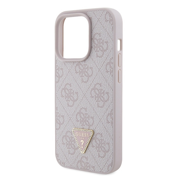 Etui Guess GUHCP15LP4TDPP iPhone 15 Pro 6.1" różowy/pink hardcase Leather 4G Triangle Strass Case