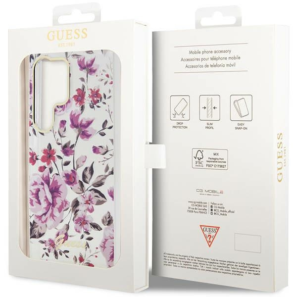 Etui Guess Guhcs23lhcfwst S23 Ultra S918 Biały/white Hardcase Flower Collection Case