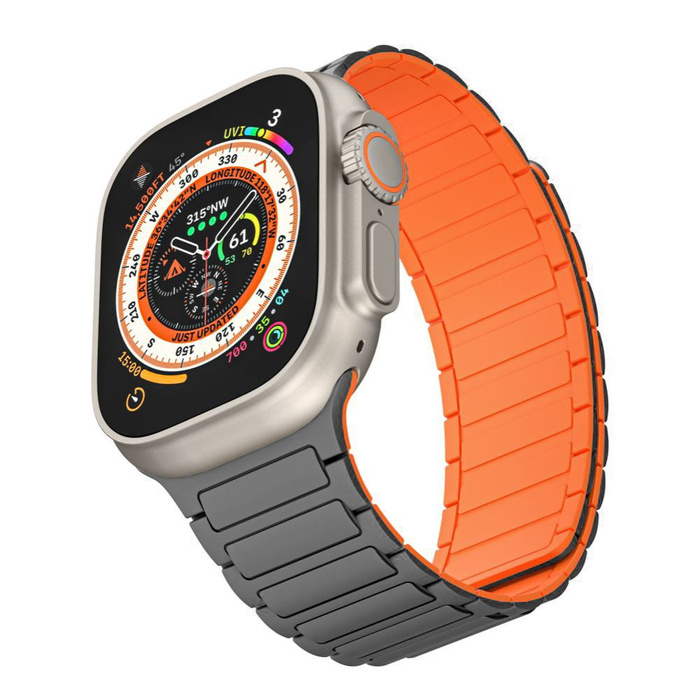 Pasek Tech-protect Iconband Magnetic Apple Watch 4 / 5 / 6 / 7 / 8 / 9 / Se / Ultra 1 / 2 (42 / 44 / 45 / 49 Mm) Titanium/orange