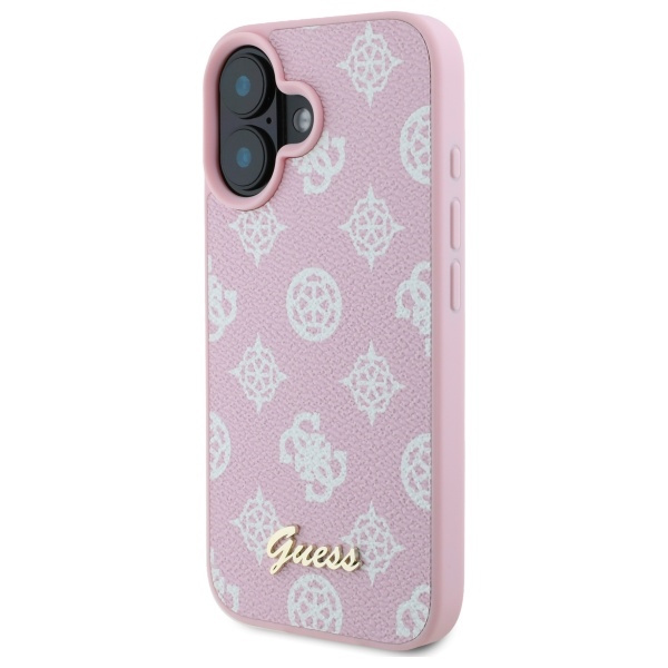 Etui Guess iPhone 16 różowy/pink HC MagSafe PU Peony Script