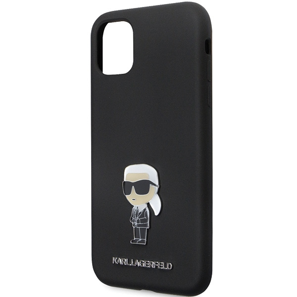 Etui Karl Lagerfeld KLHCN61SMHKNPK iPhone 11 / Xr 6.1" czarny/black Silicone Ikonik Metal Pin