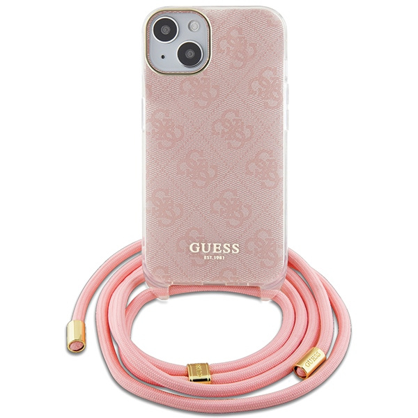 Etui Guess GUHCP15SHC4SEP iPhone 15 / 14 / 13 6.1" różowy/pink hardcase Crossbody Cord 4G Print Case