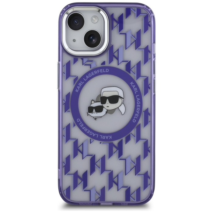 Karl Lagerfeld KLHMP15SHMCKMHU iPhone 15 6.1" fioletowy/purple IML Monogram Karl&Choupette Head MagSafe