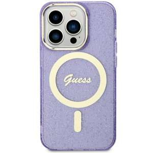 Etui Guess GUHMN61HCMCGU iPhone 11 / Xr 6.1" purpurowy/purple hardcase Glitter Gold MagSafe Case