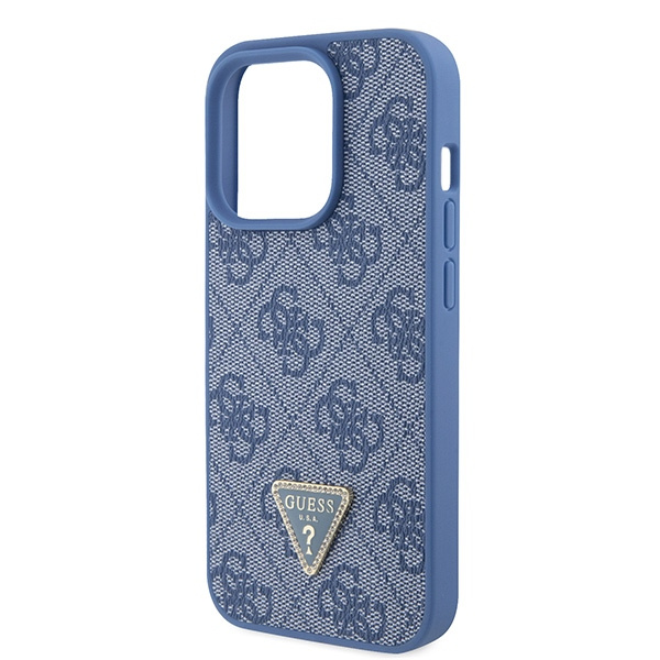 Etui Guess GUHCP15LP4TDPB iPhone 15 Pro 6.1" niebieski/blue hardcase Leather 4G Triangle Strass Case