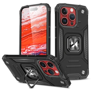 Pancerne etui z uchwytem na palec do iPhone 15 Pro Max Wozinsky Ring Armor - czarne
